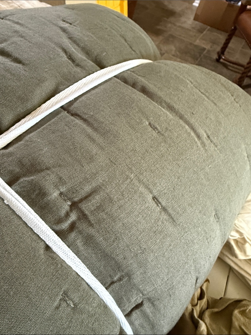NWOT Quince Dusty Olive European Linen Dream Quilt and Shams Set Retail 234 - Picture 7 of 7